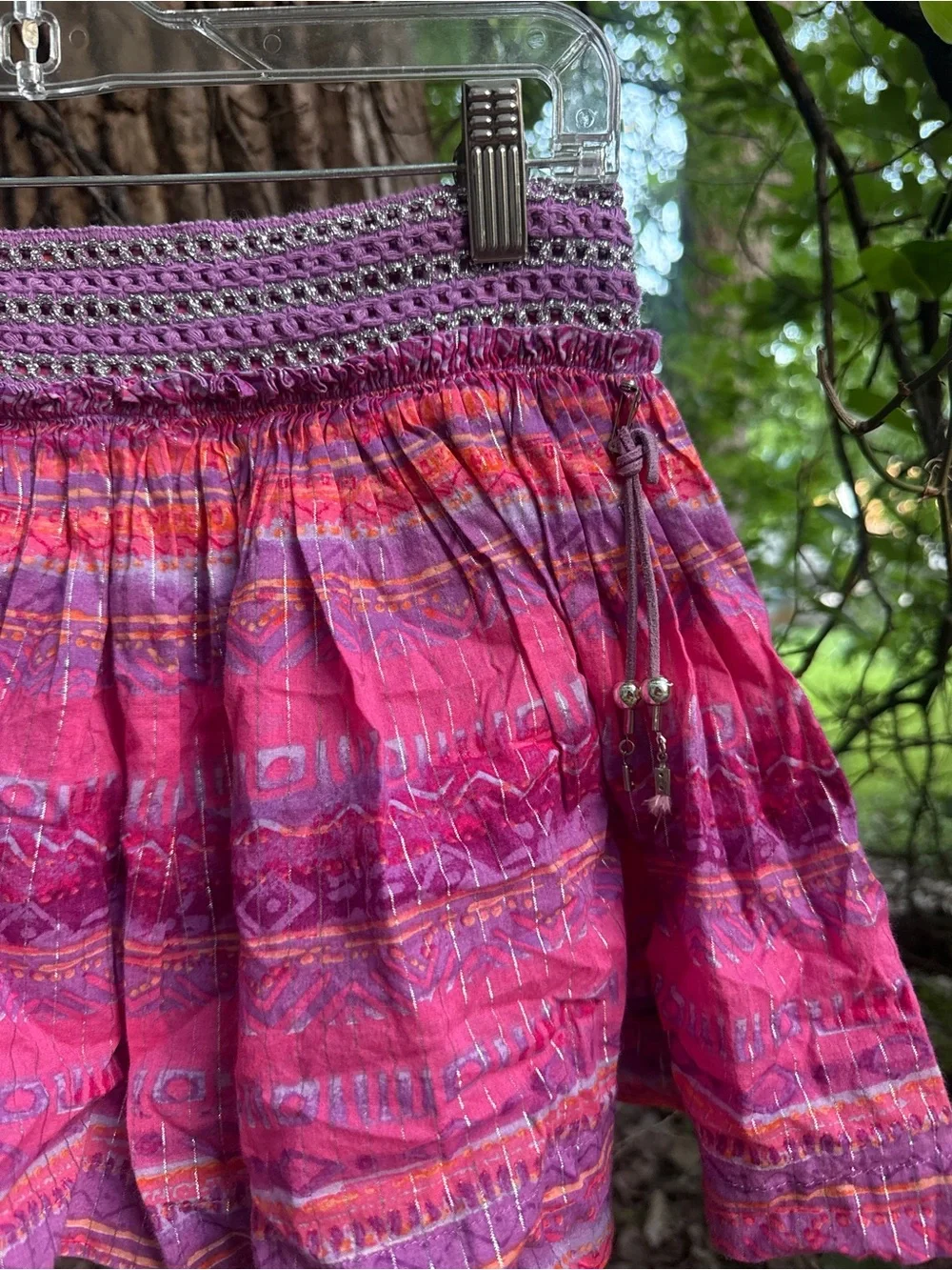 Justice Pink and Purple Sparkle Smocked Tiered Skirt